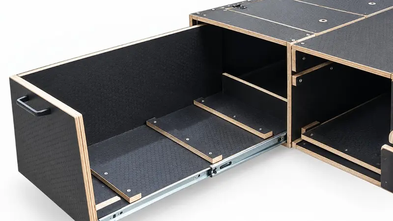 Coffres de rangement sur glissières