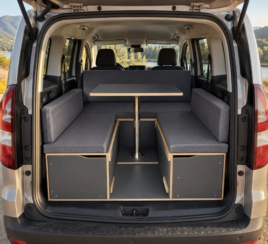 Kit camper van HPL gris anthracite en mode salon